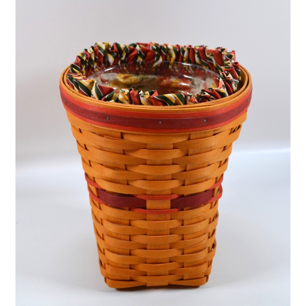 Longaberger 1998 May Series Snapdragon Basket Combo 9.5" Tall Red Accent Weaves